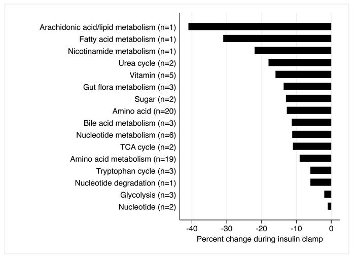 Comparison of adjusted mean percent change in metabolite subgroups from ...