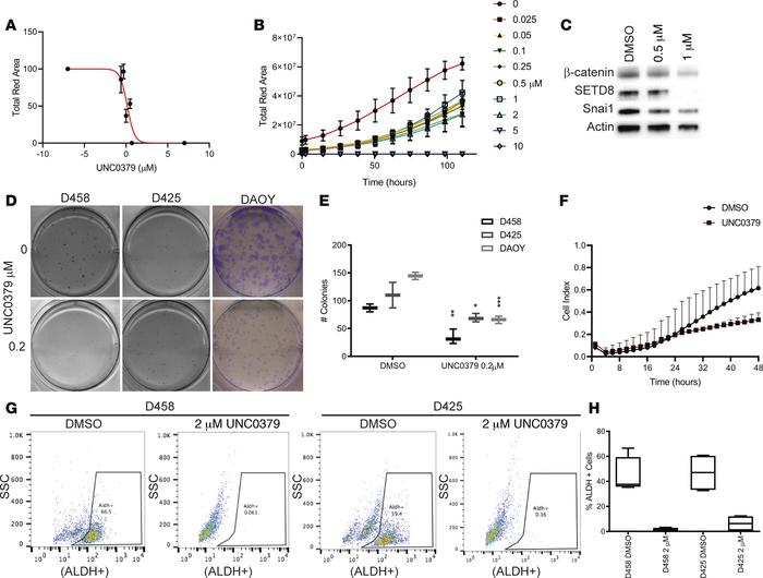 UNC0379 treatment mimics SETD8 knockdown in medulloblastoma cell lines.
...