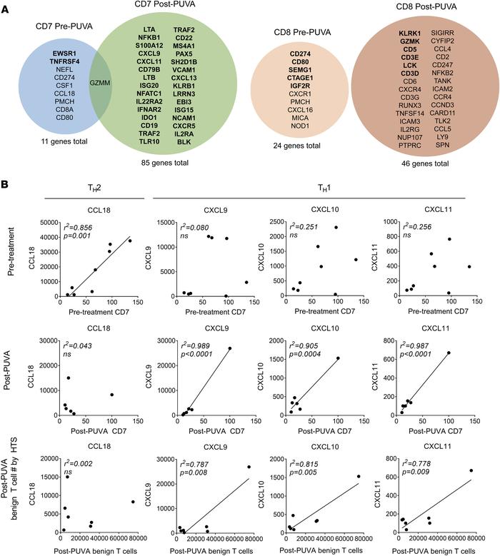 Benign T cells have distinct gene association profiles before and after ...