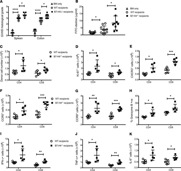 Absence of B7-H4 expression on host cells increases donor T cell effecto...