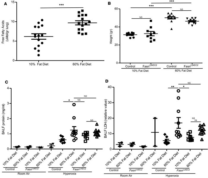 Mice deficient in FASN in alveolar epithelial cells are more prone to lu...