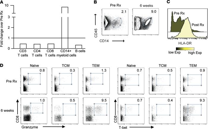 Changes in monocytes and effector T cells in BM following therapy with a...