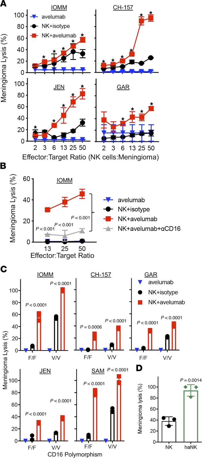 ADCC of meningioma is mediated by Fc receptor binding, and ADCC is incre...