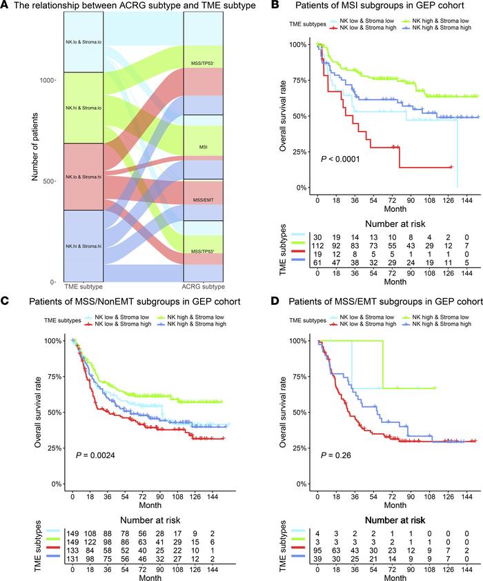 Complementary prognostic value of the TME subtypes to the ACRG subtypes....