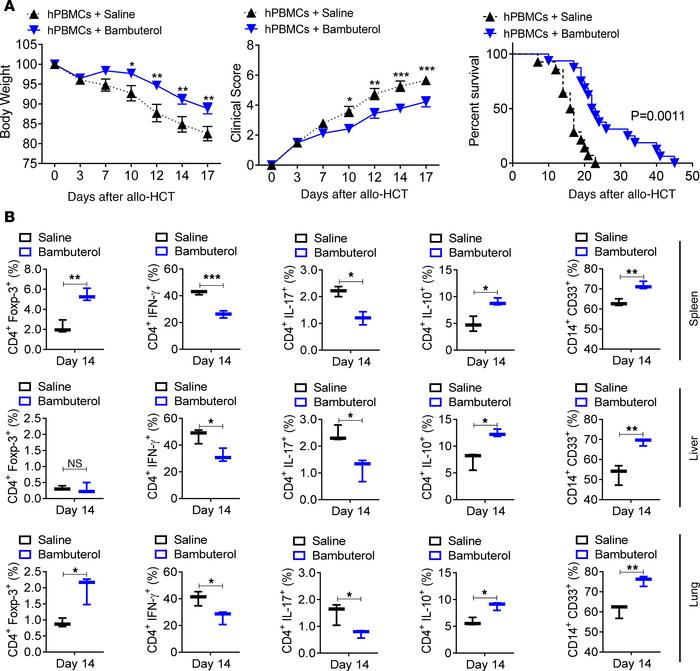 The selective β2-AR agonist bambuterol ameliorates the severity and fata...