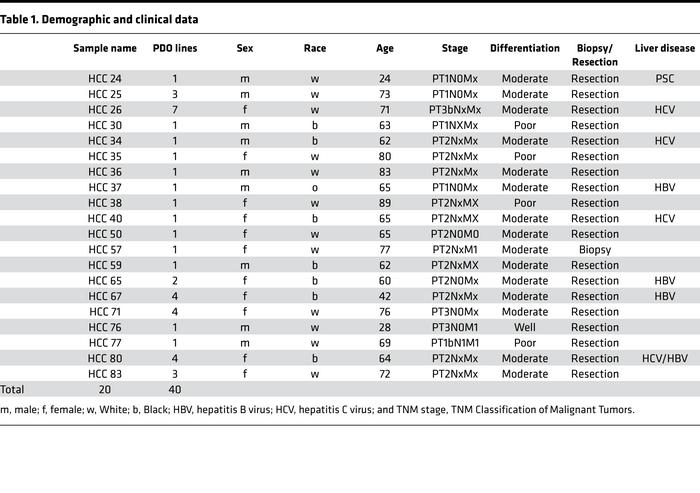 Demographic and clinical data