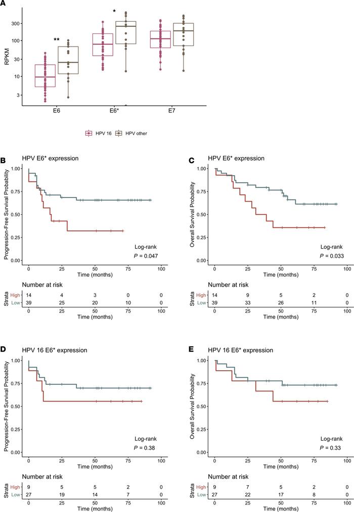 HPV E6, E6*I, and E7 transcript expression in Washington University in S...