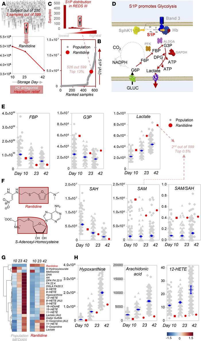 Ranitidine impacts S1P metabolism and S1P-regulated glycolysis in stored...