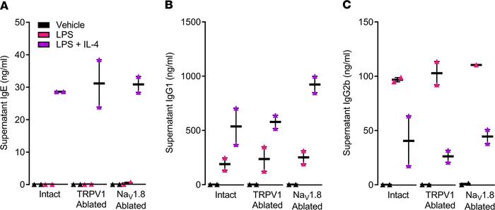 Neither TRPV1 nor NaV1. 8 neuron elimination reduces B cell ability to p...