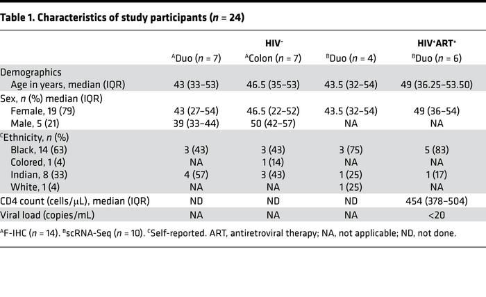 Characteristics of study participants (n = 24)