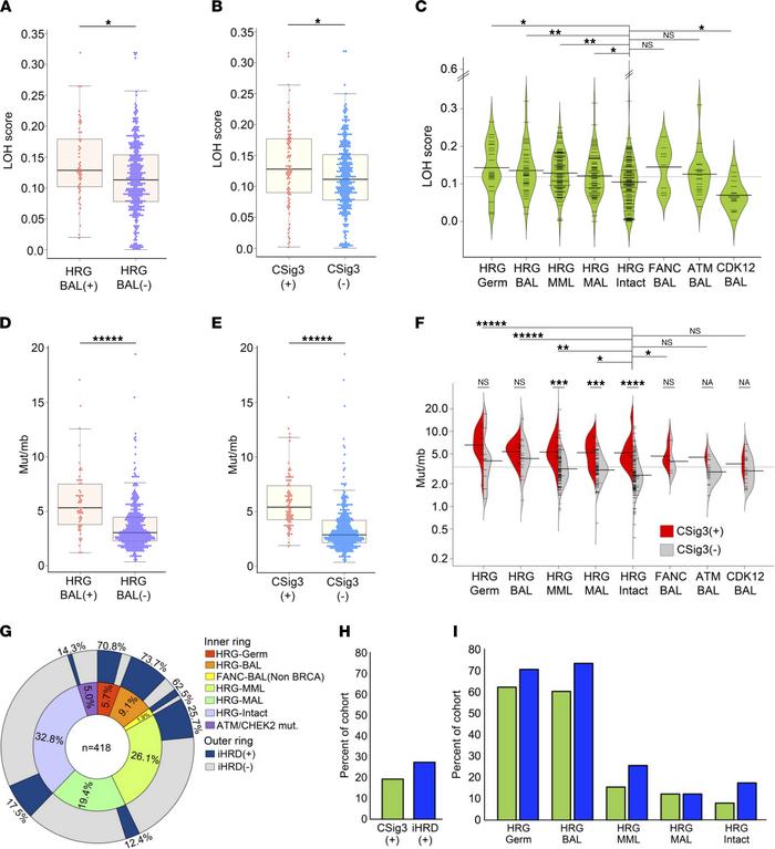 Loss of heterozygosity and somatic mutation burden associated with HRR d...