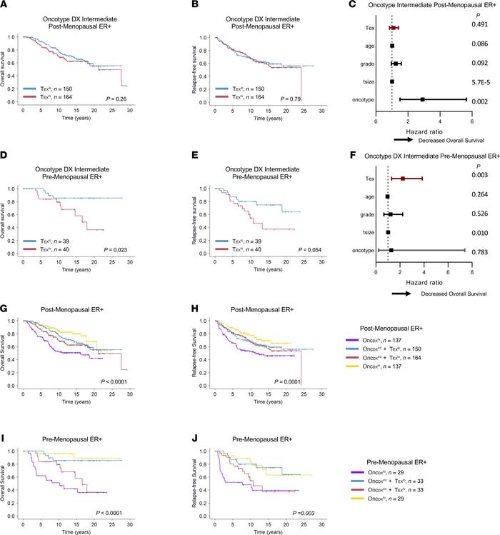 A TEXhi signature identifies reduced survival in premenopausal patients ...