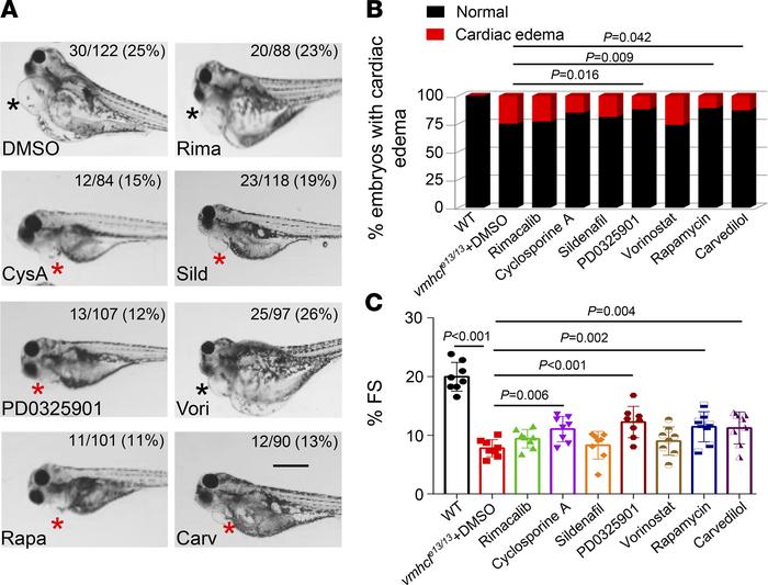 A screen of compounds targeting 7 known CM pathways identified therapeut...