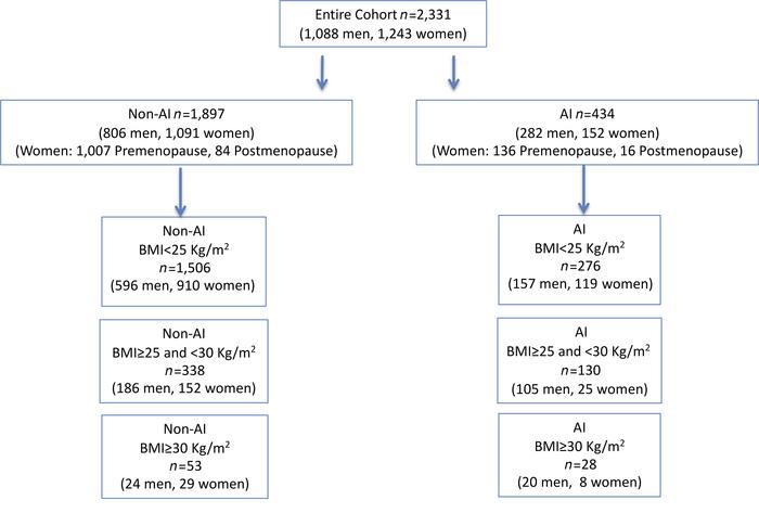Flow diagram of recruited individuals and subgroups.