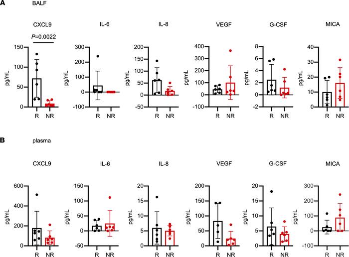 CXCL9 levels in BALF were significantly elevated in responders compared ...