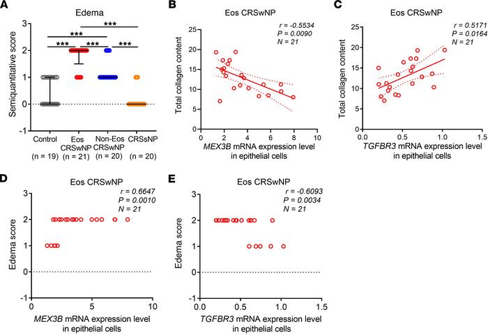 MEX3B and TGF-βR3 correlate with tissue edema severity in eosinophilic C...