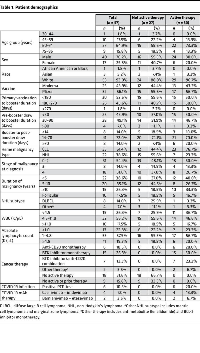 Patient demographics