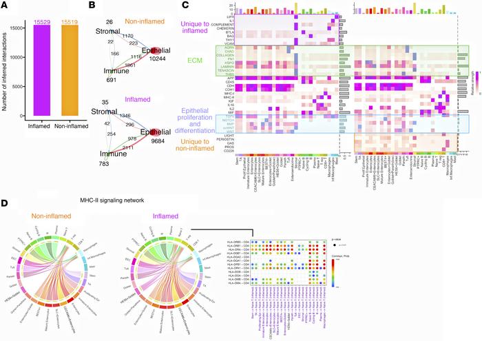 Altered putative cell signaling networks in inflamed compared with nonin...