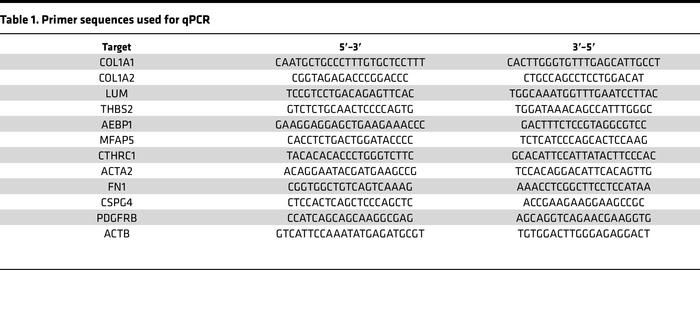 Primer sequences used for qPCR