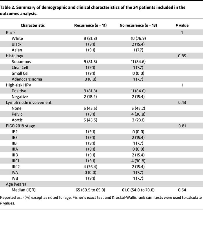 Summary of demographic and clinical characteristics of the 24 patients i...