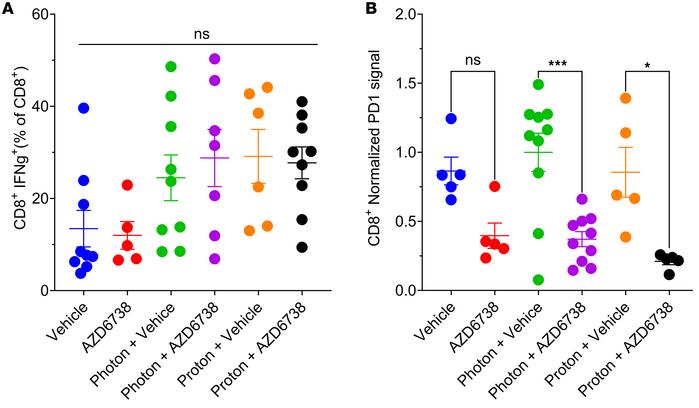 AZD6738 plus radiation modulates functional subsets of immune population...