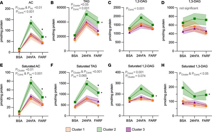 MSC Cluster 2 has the most robust response to lipid challenge for AC, TA...