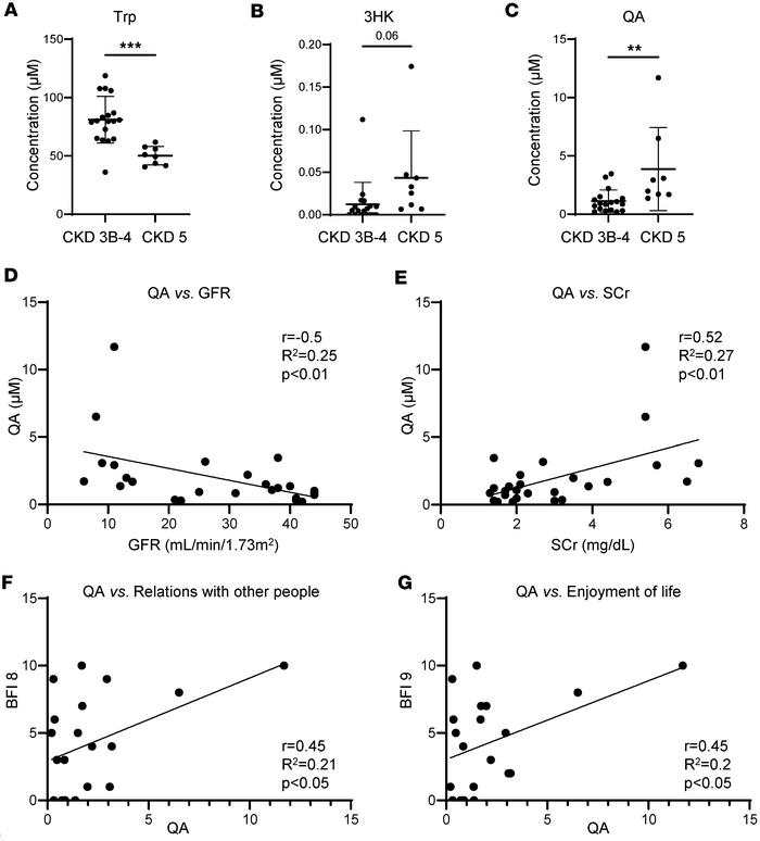 Enhanced Trp degradation and inverse correlation of QA and kidney functi...