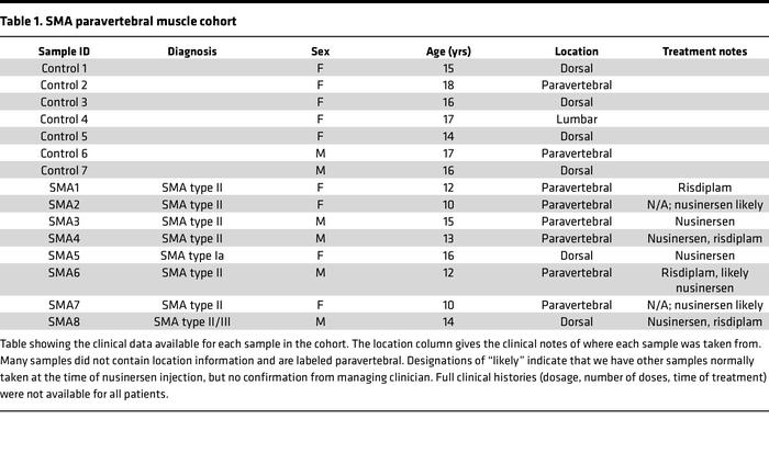 SMA paravertebral muscle cohort