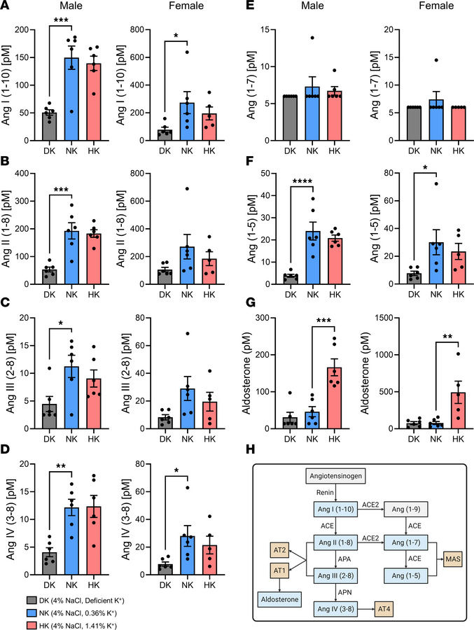 Quantification of plasma RAAS metabolites.
(A–G) Circulating plasma Ang ...