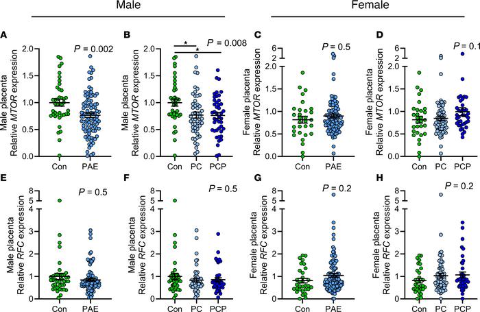 Placental expression of nutrient regulators by alcohol and sex.
Expressi...