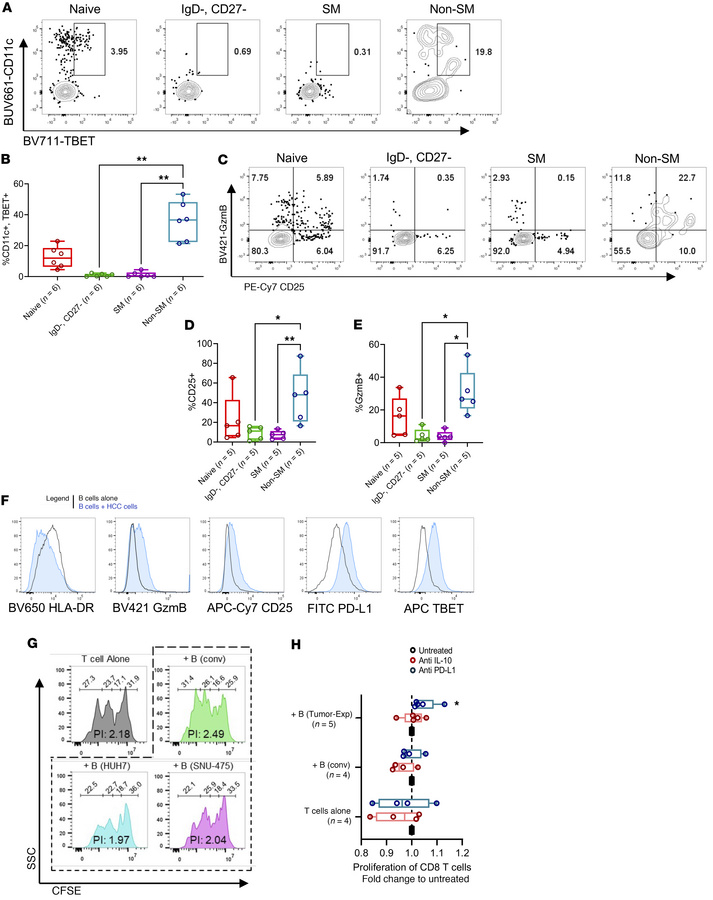HCC-associated Breg phenotypes are inducible upon exposure to tumor cell...