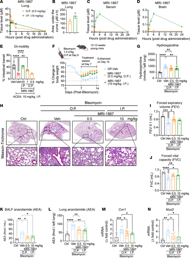 Pulmonary delivery of MRI-1867 at a reduced dose reveals antifibrotic ef...