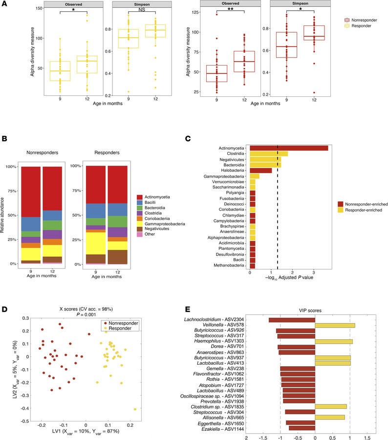 RUSF responders exhibit distinct shifts in gut microbiome composition ov...