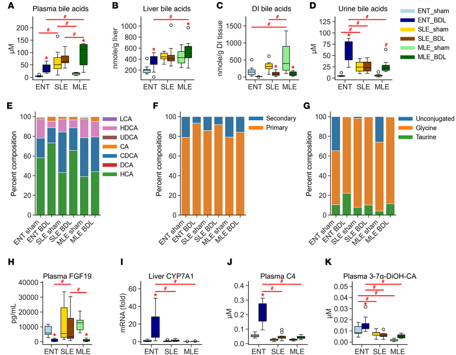 Bile acid pools, compositions, and regulatory pathways shift in response...