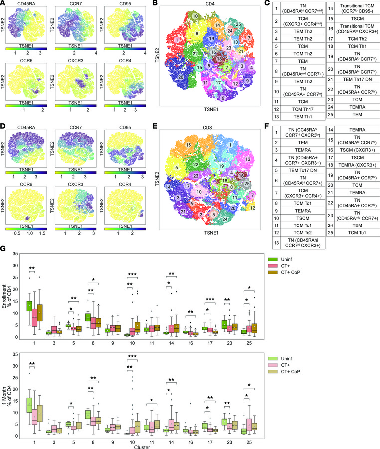 CD4 but not CD8 automated gating frequency features differentiate CT+ an...
