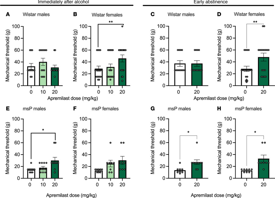 Apremilast decreases mechanical allodynia across strain and sex immediat...