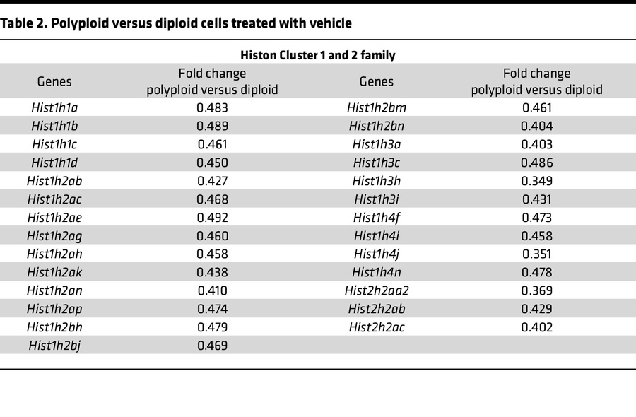 Polyploid versus diploid cells treated with vehicle