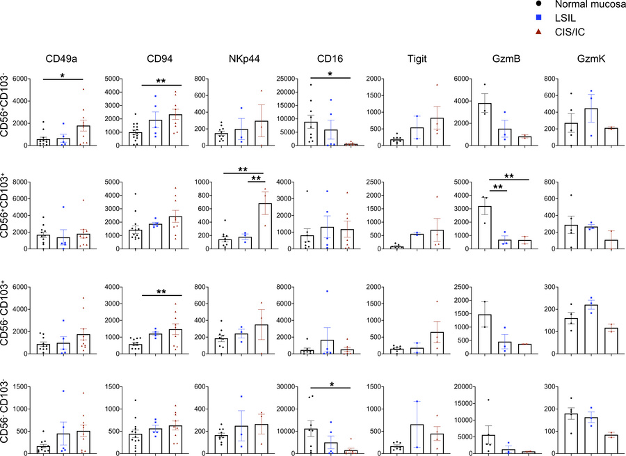 Phenotypic characterization of ILC1/NK cell subsets during CC progressio...