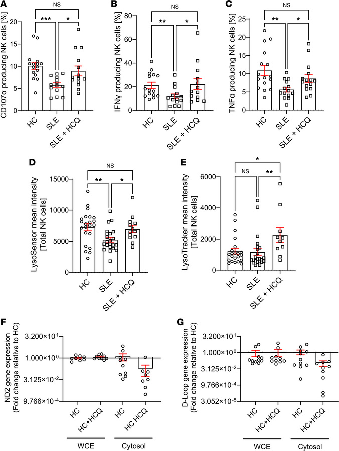 Hydroxychloroquine (HCQ) restores the cell function in NK cells from pat...