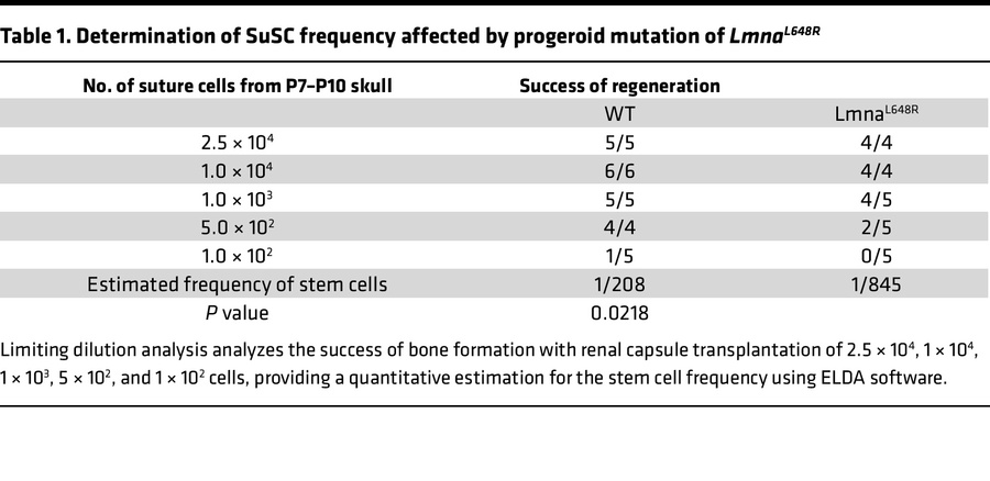 Determination of SuSC frequency affected by progeroid mutation of LmnaL6...