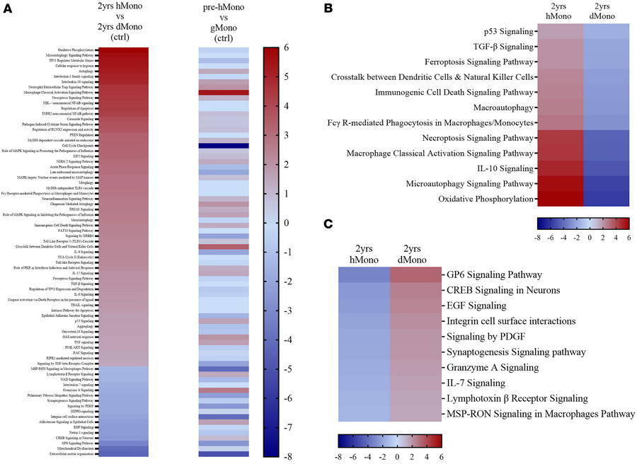 Comparison of signaling pathways between circulating host and donor mono...