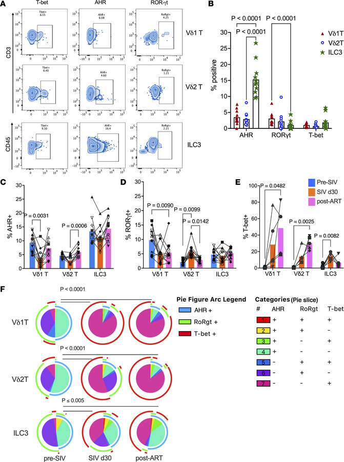 Transcription factor expression in circulating type 3 immune cells durin...