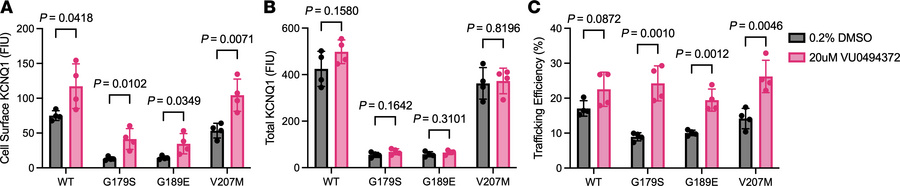 Treatment with VU0494372 increases cell surface levels and trafficking e...