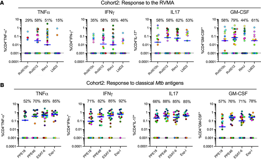 Distinct Mtb antigens elicit T cell responses with different functional ...