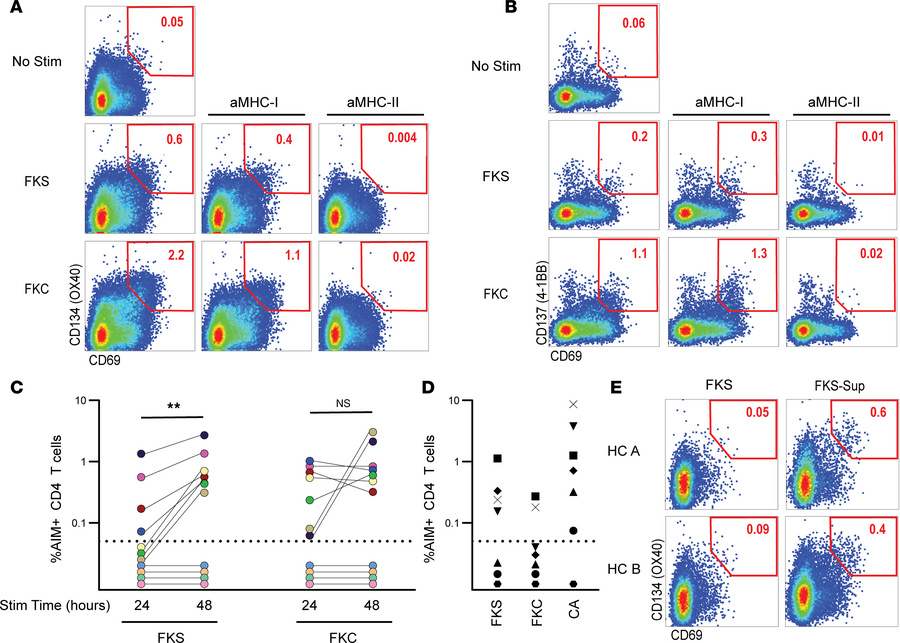 AIM assay to identify Coccidioides-specific T cell responses.
(A and B) ...