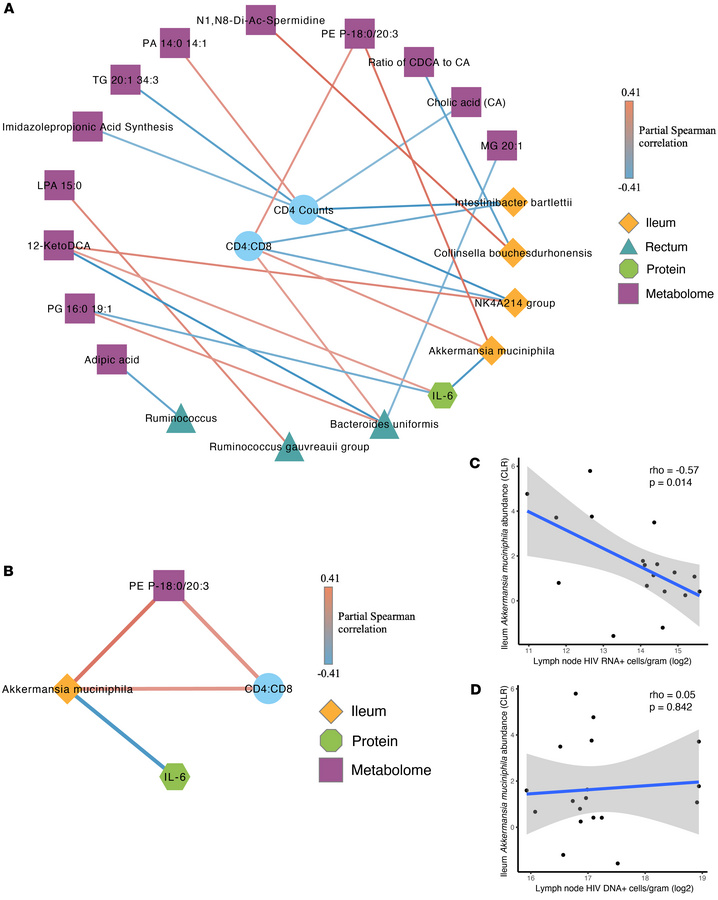 Partial correlations between variables of interest, CD4 counts, and the ...