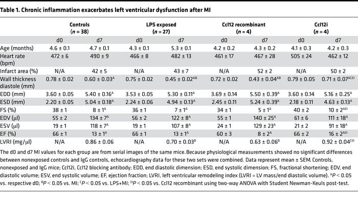 Chronic inflammation exacerbates left ventricular dysfunction after MI