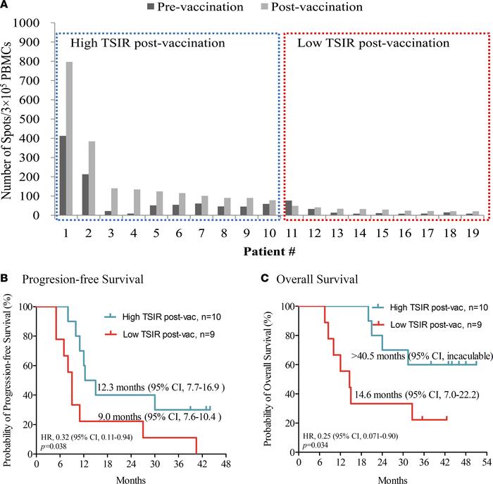 Association between clinical activity and immunological response.
(A) Ba...